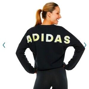 ADIDAS Black Pastel Tie Dye Spell Out Cropped Crewneck Sweater Size Small